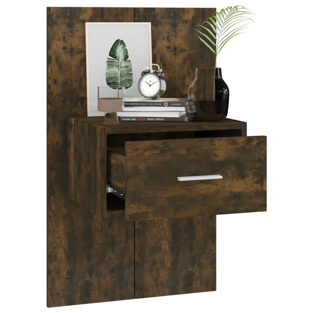 vidaXL Wall-mounted Bedside Cabinets 2 pcs Smoked Oak