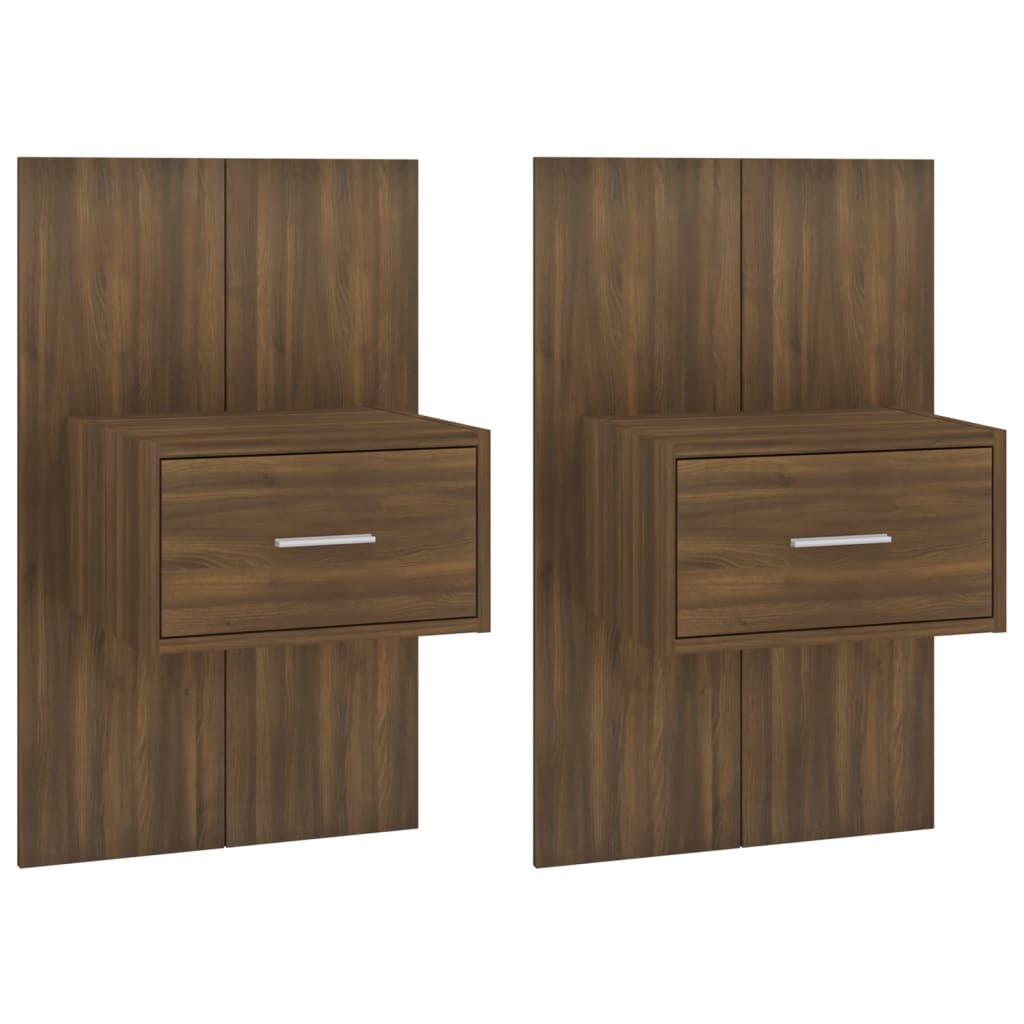 vidaXL Wall-mounted Bedside Cabinets 2 pcs Brown Oak