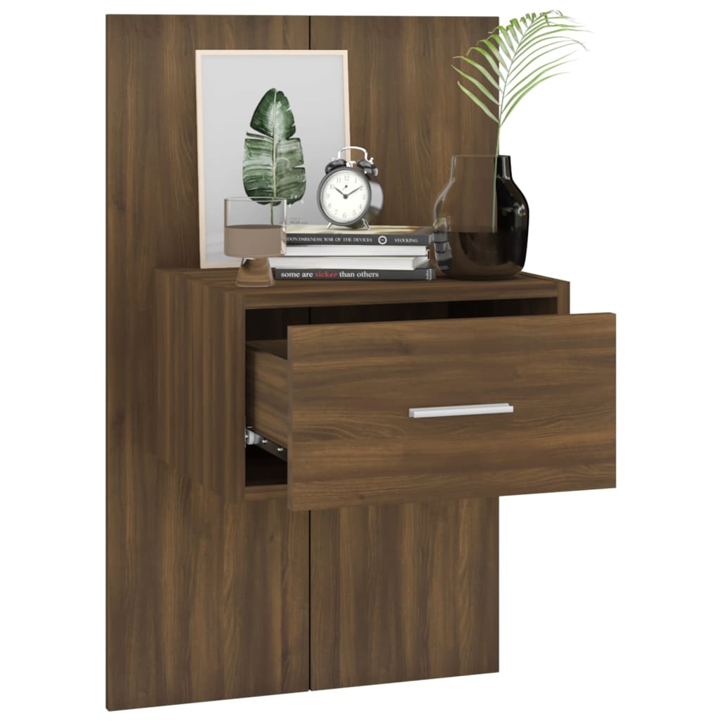 vidaXL Wall-mounted Bedside Cabinets 2 pcs Brown Oak