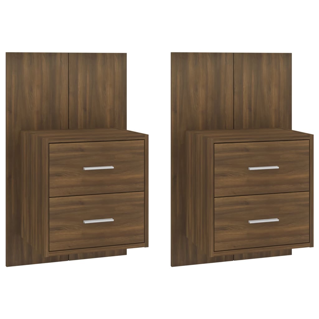 vidaXL Wall-mounted Bedside Cabinets 2 pcs Brown Oak