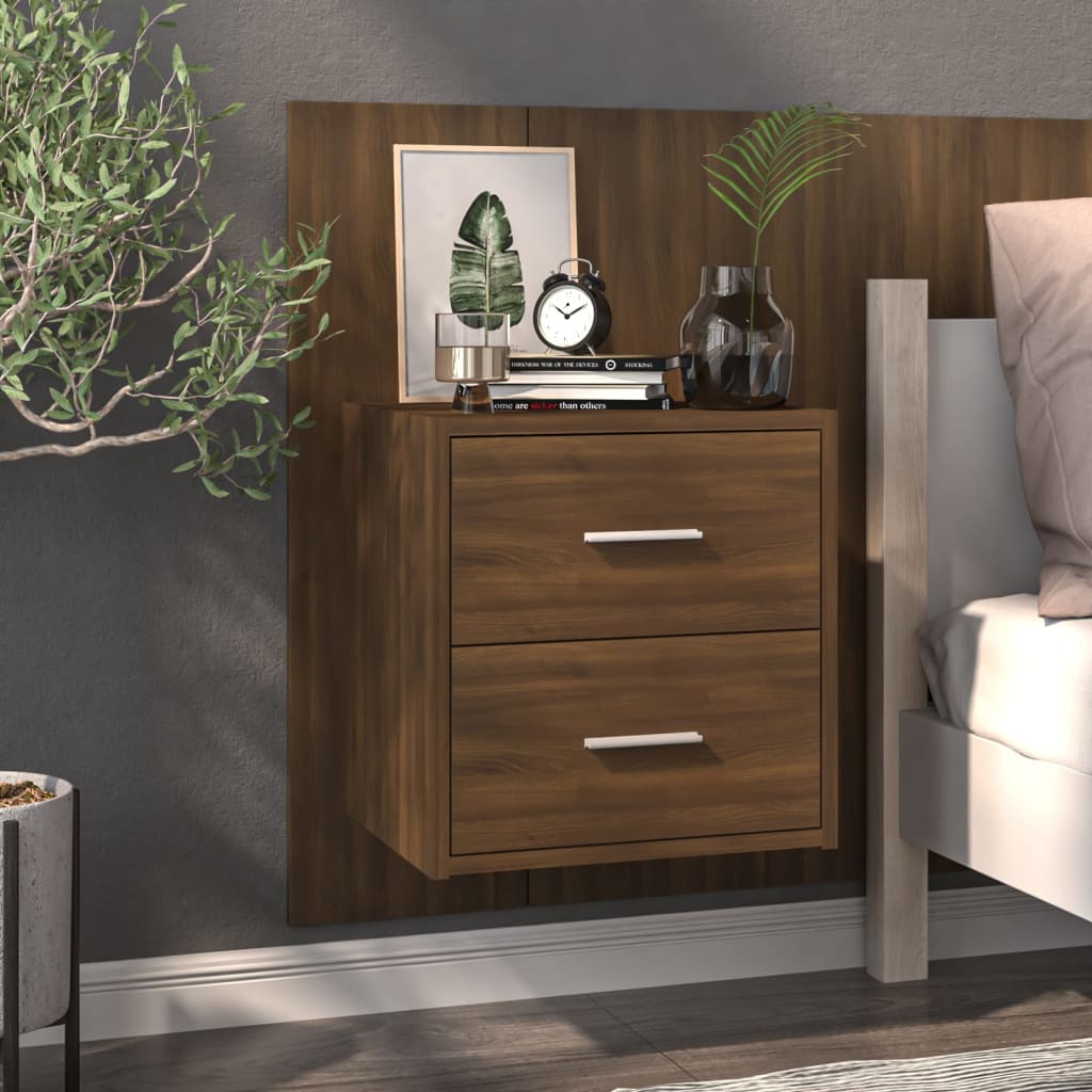 vidaXL Wall-mounted Bedside Cabinets 2 pcs Brown Oak