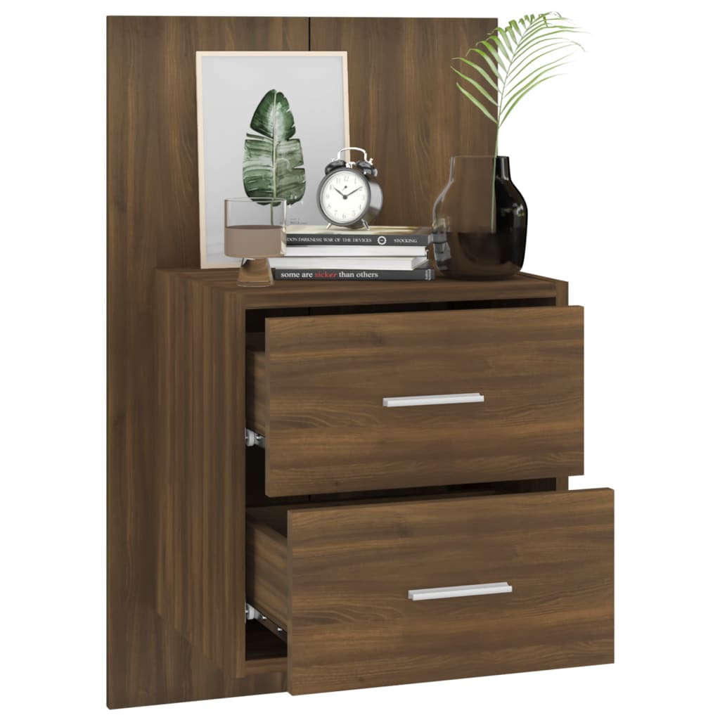 vidaXL Wall-mounted Bedside Cabinets 2 pcs Brown Oak