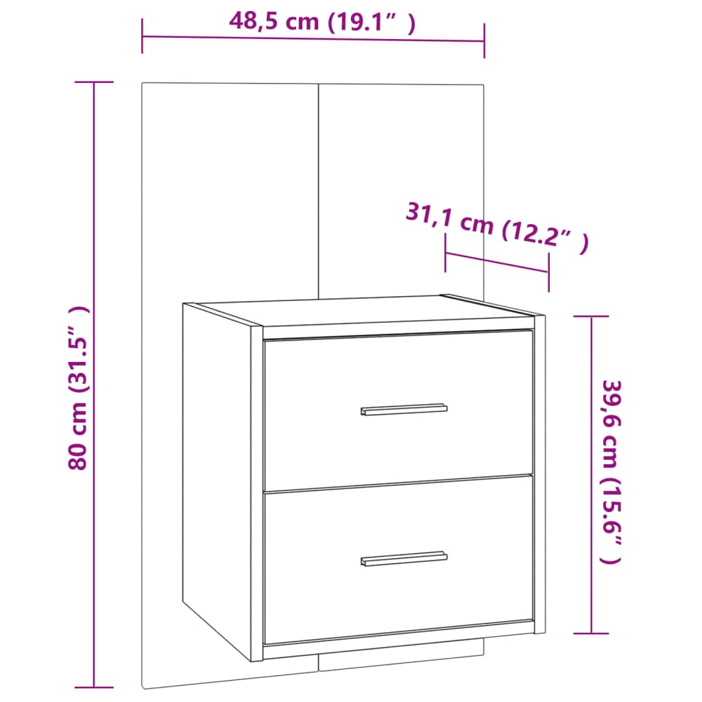 vidaXL Wall-mounted Bedside Cabinets 2 pcs Brown Oak