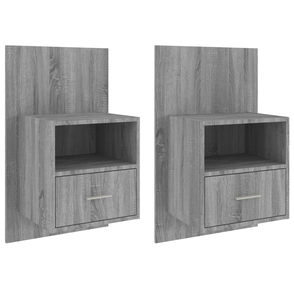 vidaXL Wall-mounted Bedside Cabinets 2 pcs Grey Sonoma