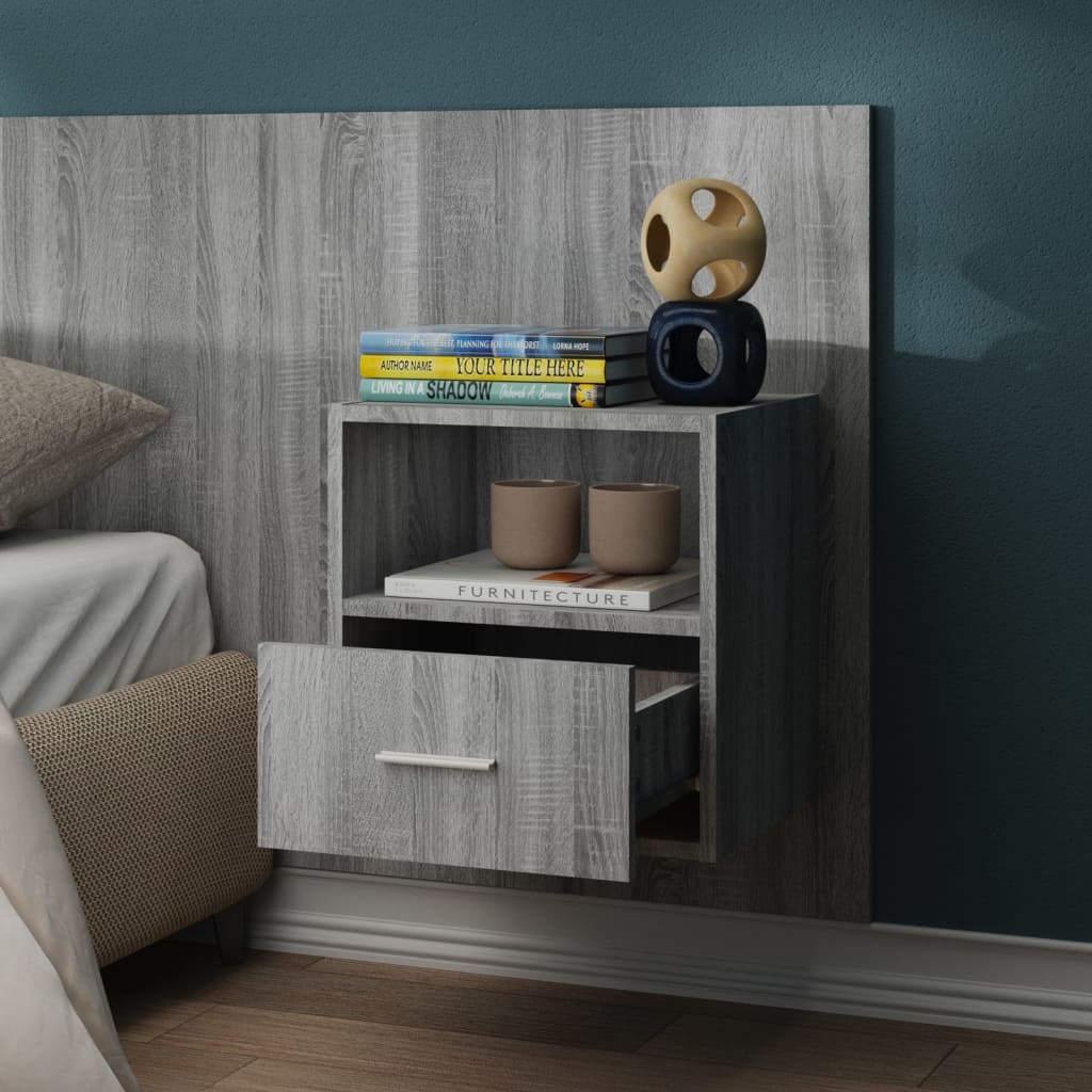 vidaXL Wall-mounted Bedside Cabinets 2 pcs Grey Sonoma