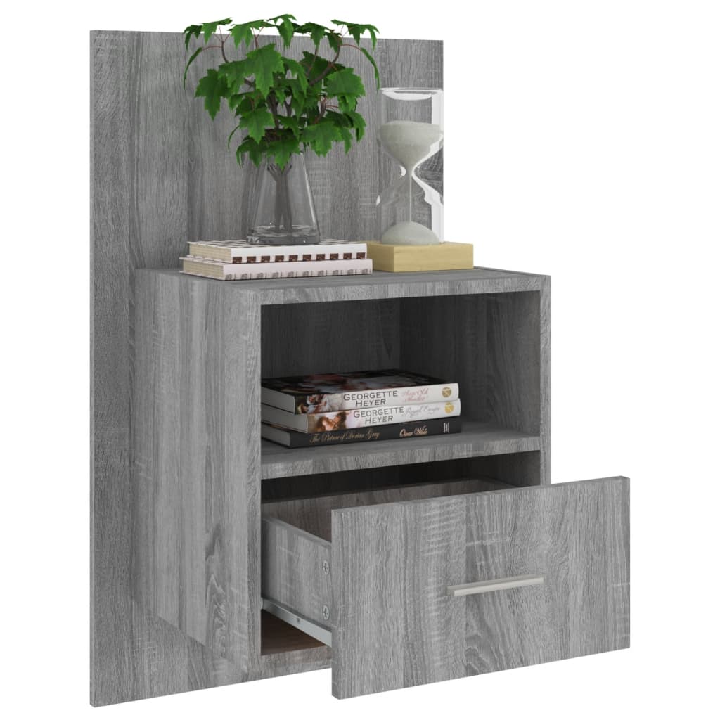 vidaXL Wall-mounted Bedside Cabinets 2 pcs Grey Sonoma