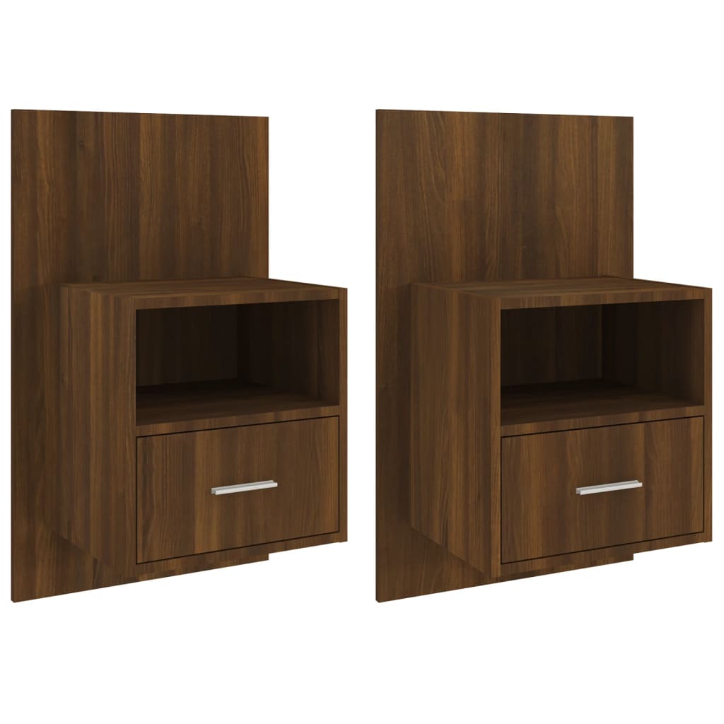 vidaXL Wall-mounted Bedside Cabinets 2 pcs Brown Oak