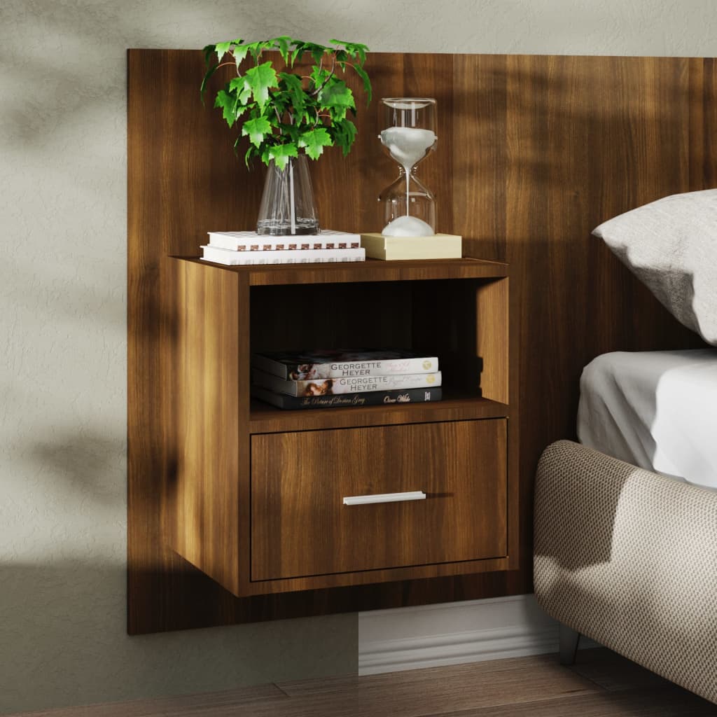 vidaXL Wall-mounted Bedside Cabinets 2 pcs Brown Oak