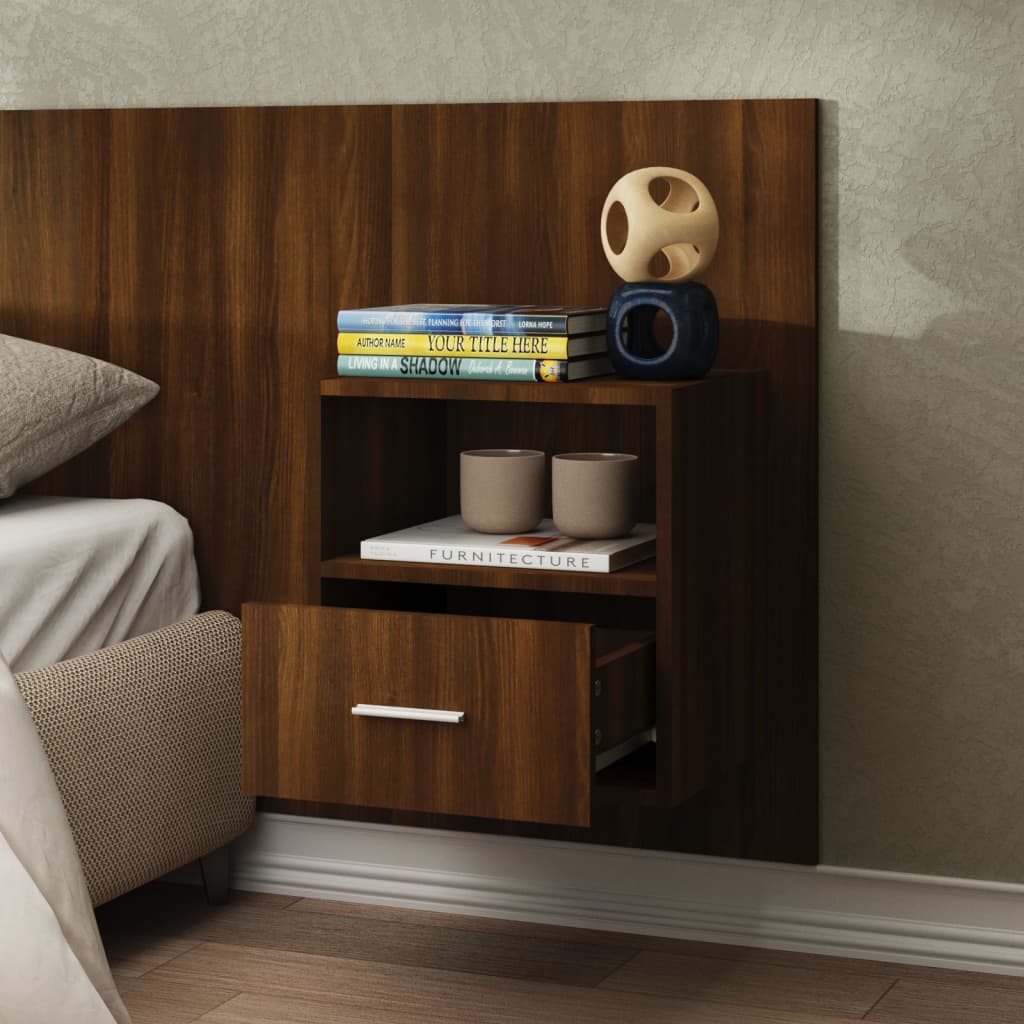 vidaXL Wall-mounted Bedside Cabinets 2 pcs Brown Oak