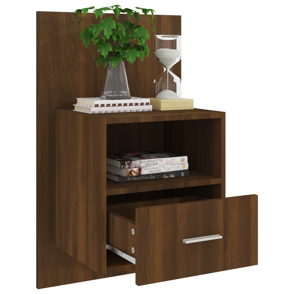 vidaXL Wall-mounted Bedside Cabinets 2 pcs Brown Oak