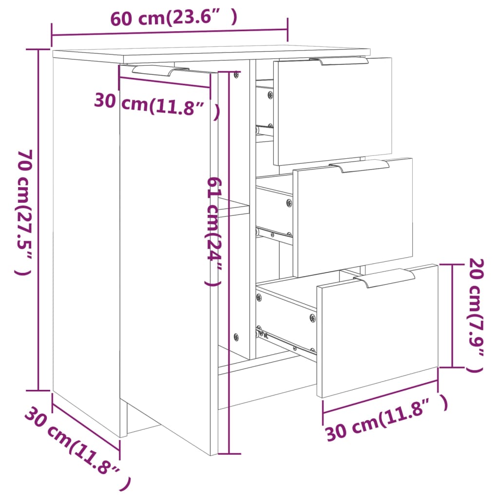 Sideboard Grey Sonoma Engineered Wood