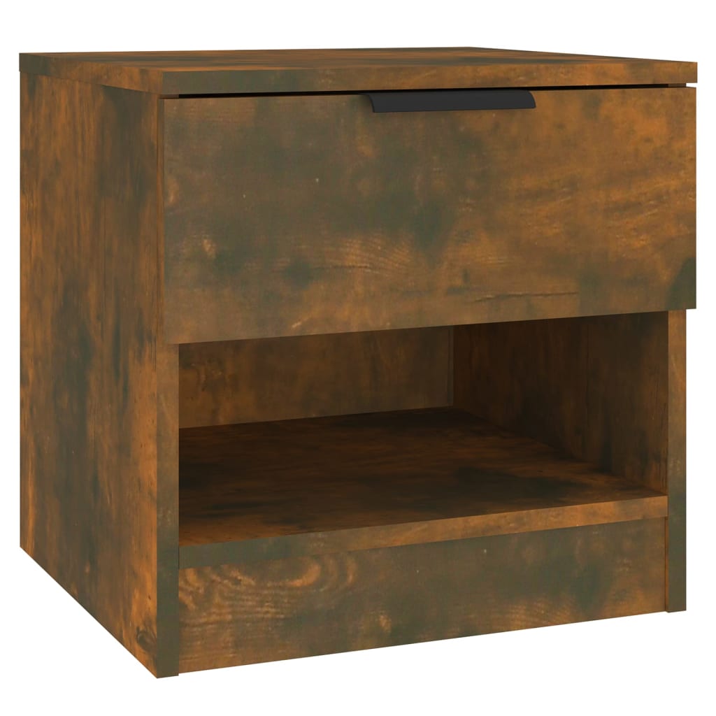 Bedside Cabinet Smoked Oak Engineered Wood