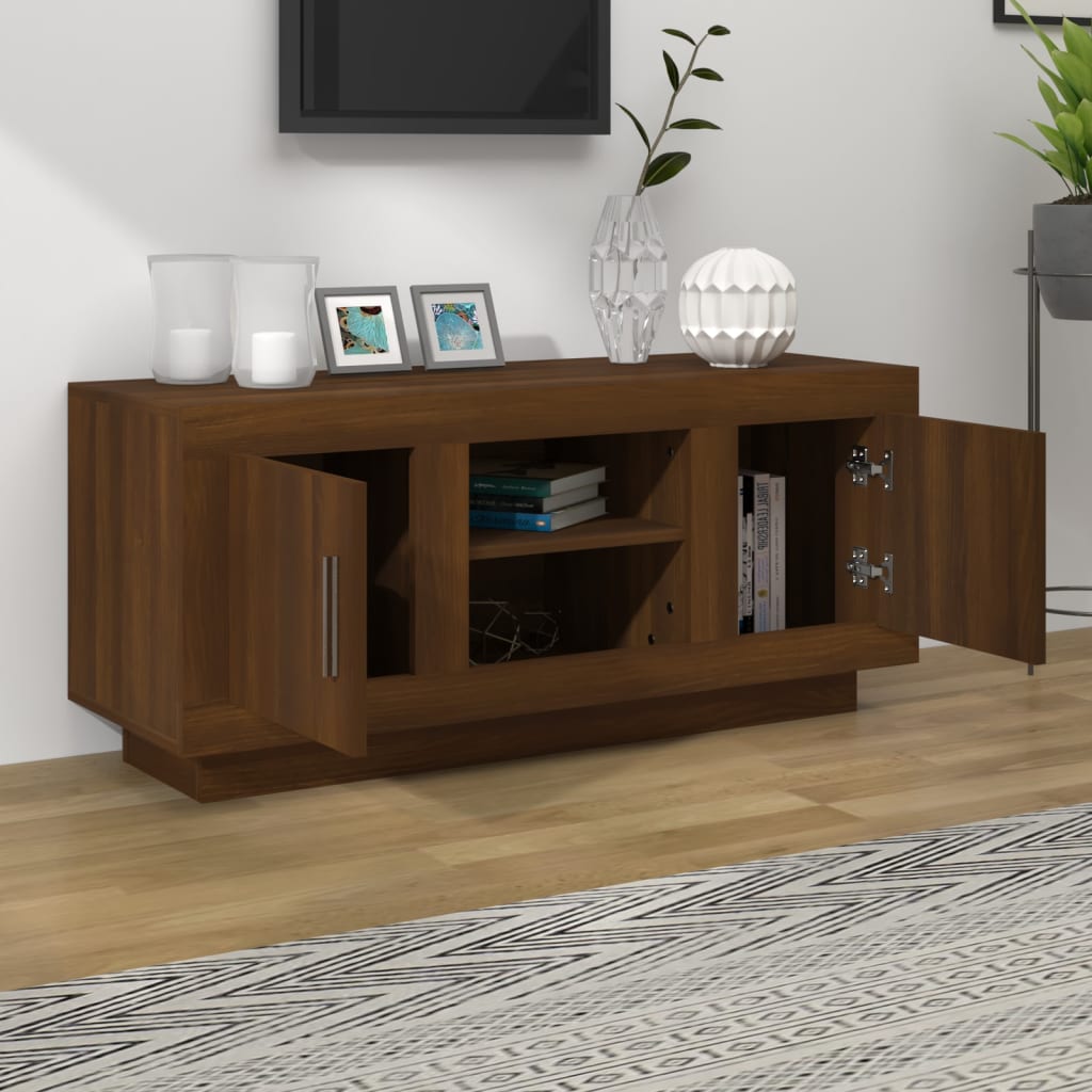 vidaXL TV Cabinet Brown Oak 102x35x45 cm Engineered Wood