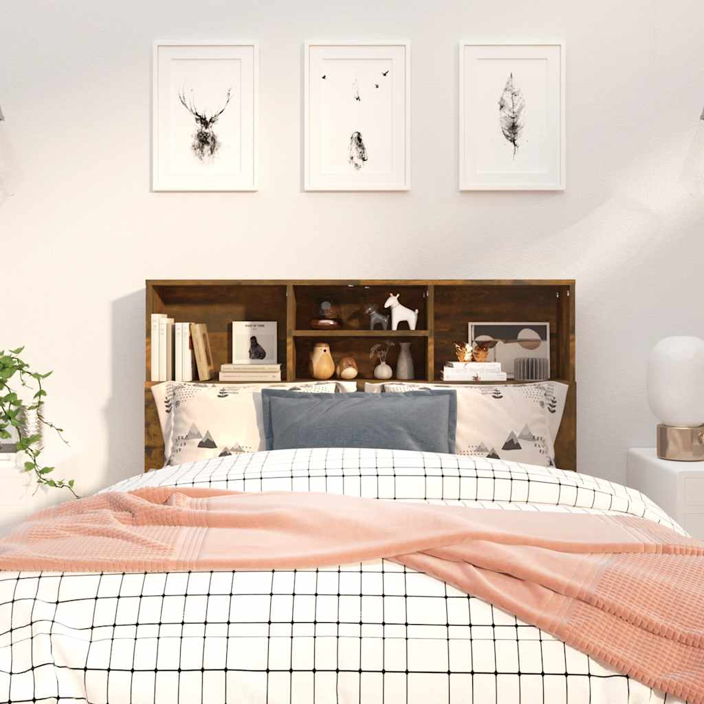 Headboard Cabinet Smoked Oak 120x19x103.5 cm