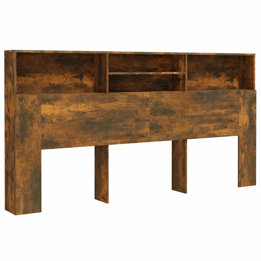 Headboard Cabinet Smoked Oak 200x19x103.5 cm