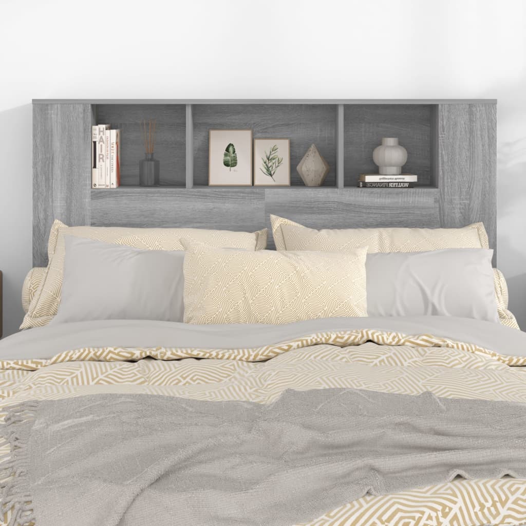 Headboard Cabinet | Grey Sonoma | Engineered wood