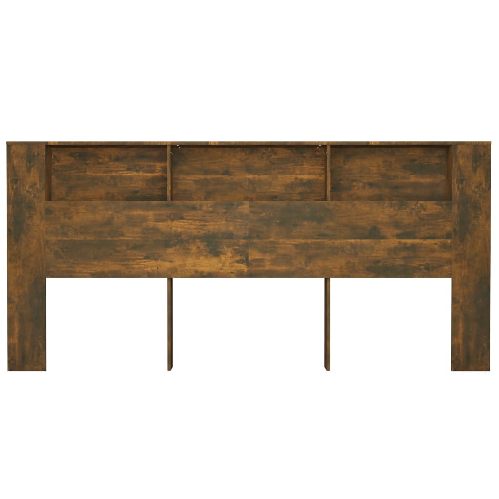 vidaXL Headboard Cabinet Smoked Oak 220x18.5x104.5 cm