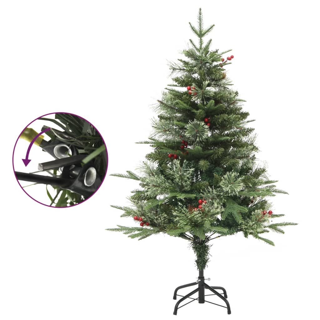 vidaXL Pre-lit Christmas Tree with Pine Cones Green 120 cm PVC&PE