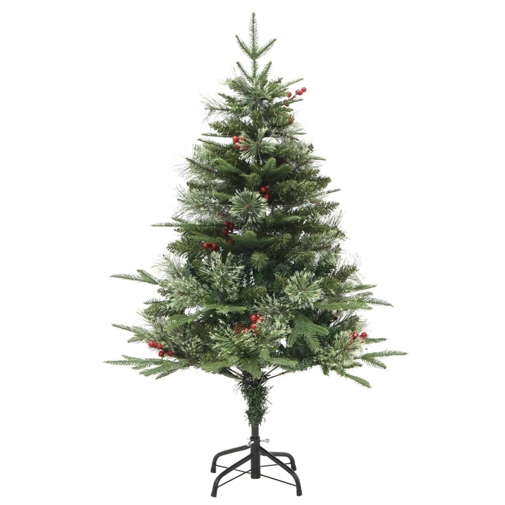 vidaXL Pre-lit Christmas Tree with Pine Cones Green 150 cm PVC&PE