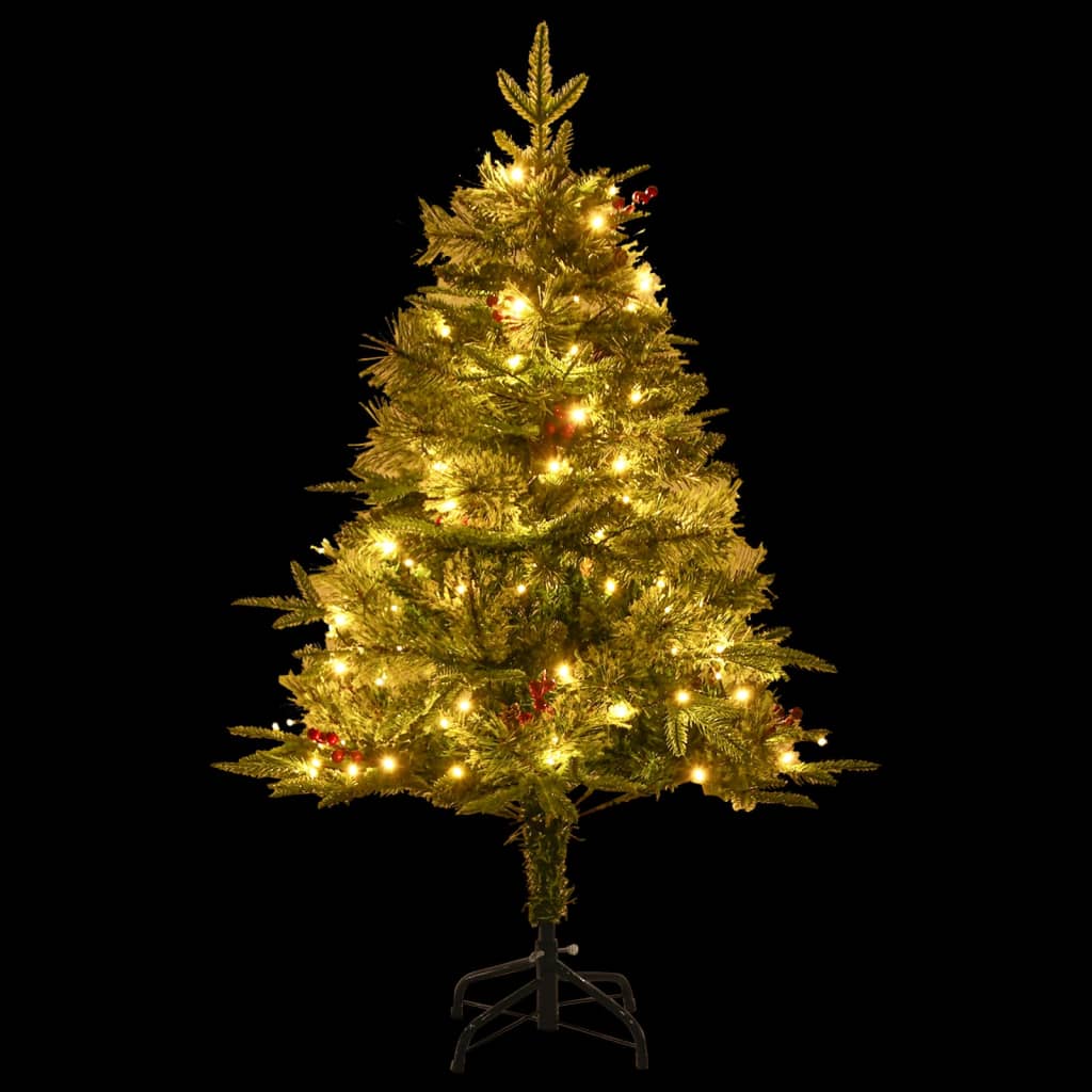 vidaXL Pre-lit Christmas Tree with Pine Cones Green 150 cm PVC&PE