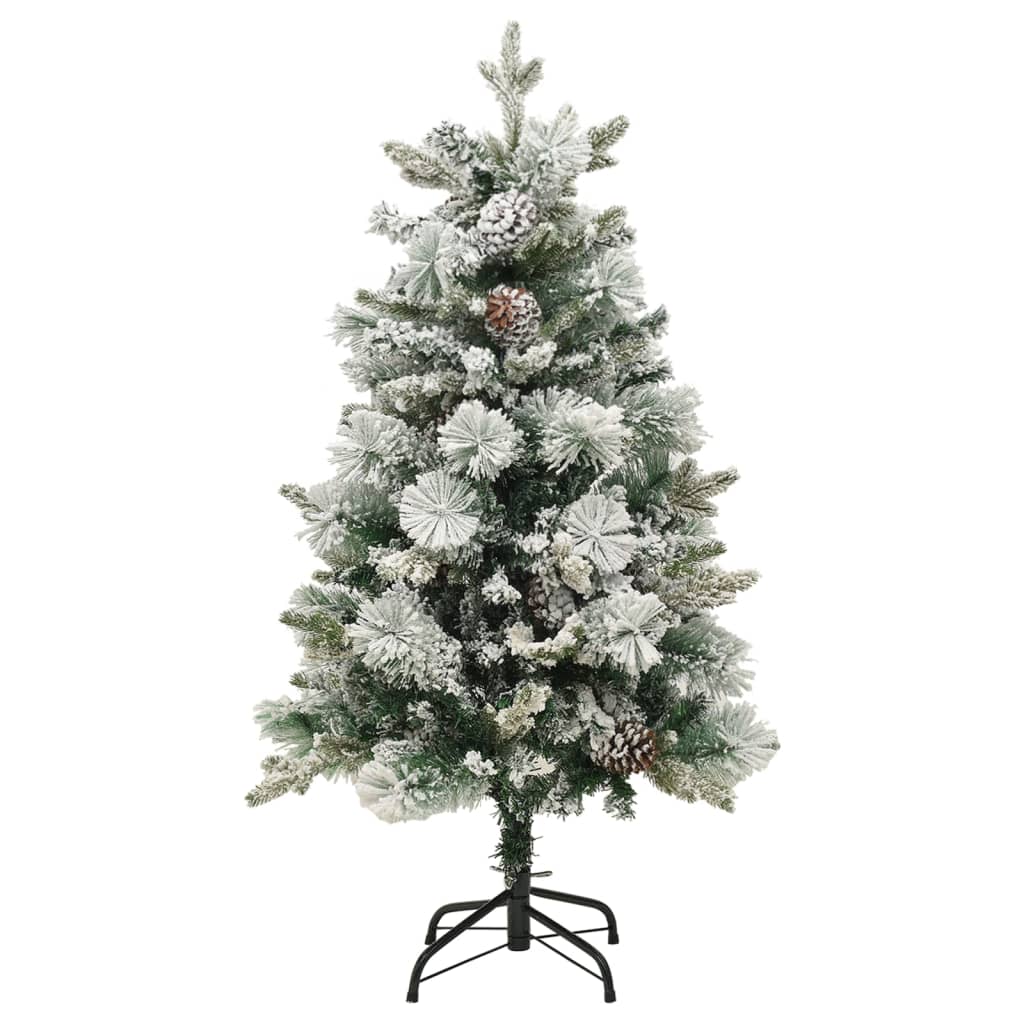 vidaXL Pre-lit Christmas Tree with Flocked Snow&Cones 150 cm PVC&PE