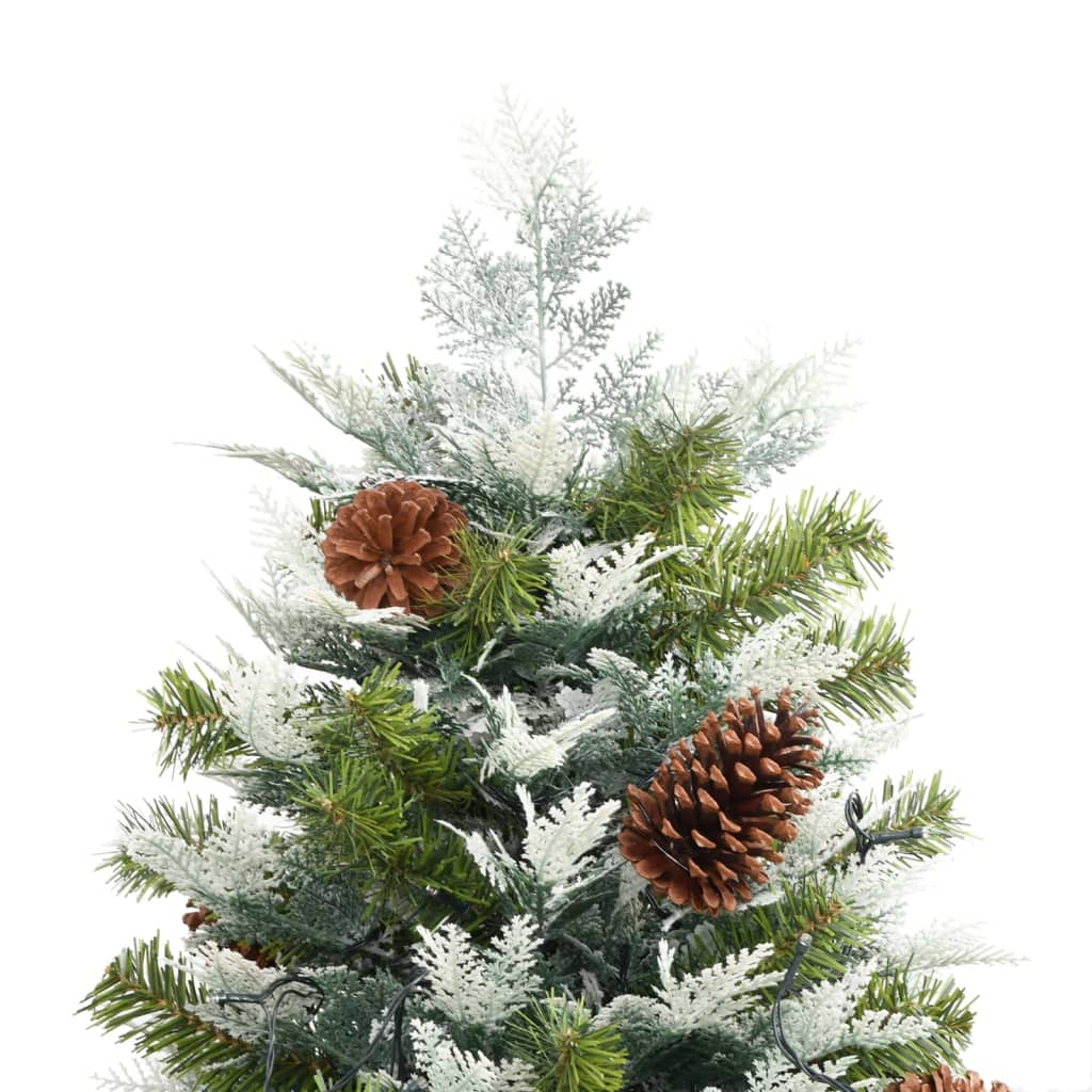 vidaXL Pre-lit Christmas Tree with Pine Cones Green 195 cm PVC&PE