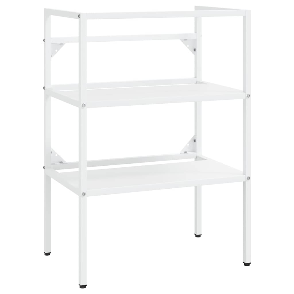 Bathroom Washbasin Frame with Built-in Basin White Iron