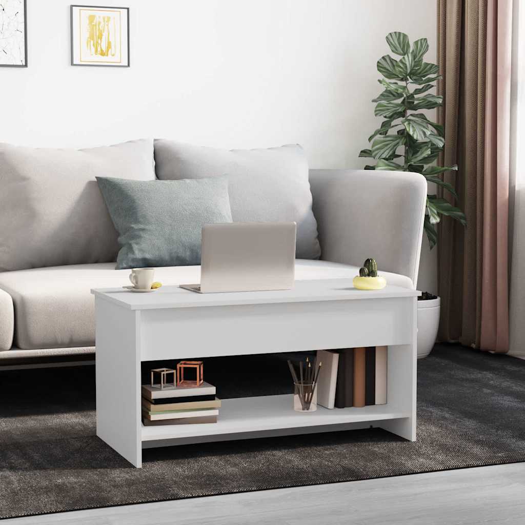 Coffee Table White 102x50x52,5 cm Engineered Wood