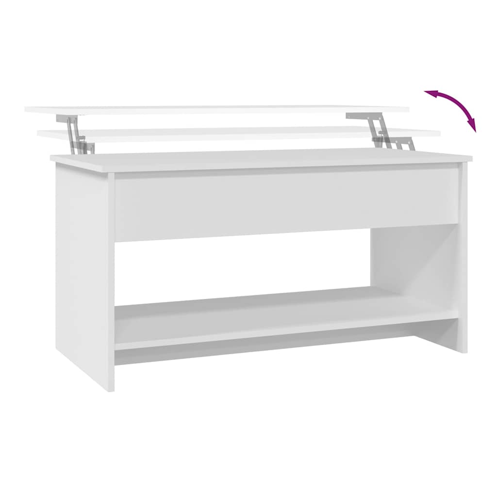 Coffee Table White 102x50x52,5 cm Engineered Wood