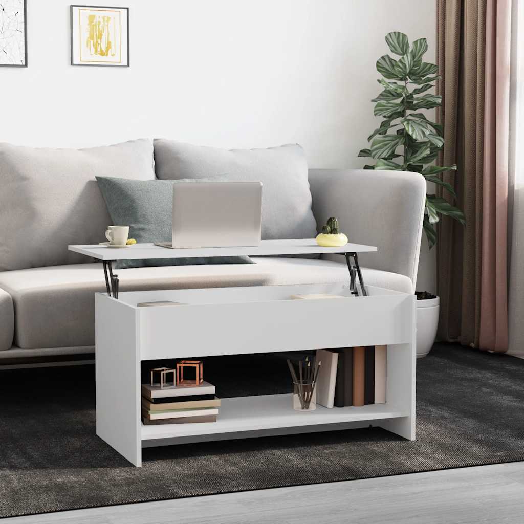 Coffee Table White 102x50x52,5 cm Engineered Wood