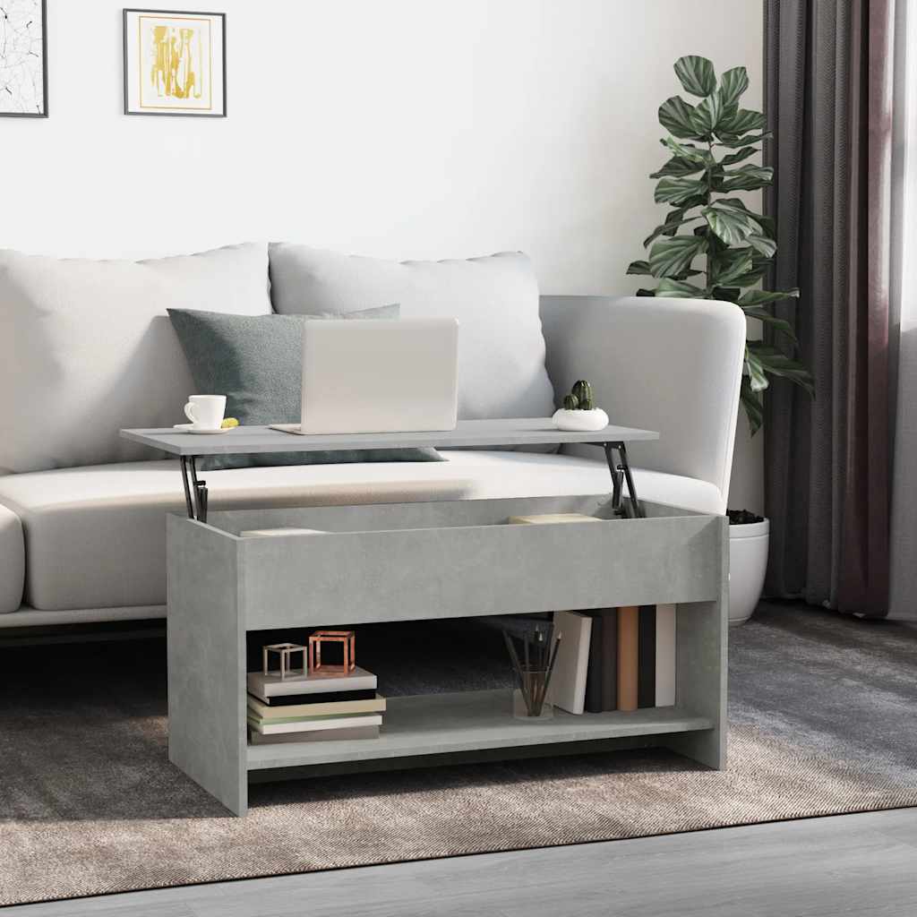 Coffee Table Concrete Grey 102x50x52,5 cm Engineered Wood
