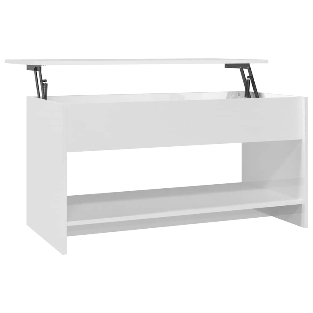 Coffee Table High Gloss White 102x50x52,5 cm Engineered Wood