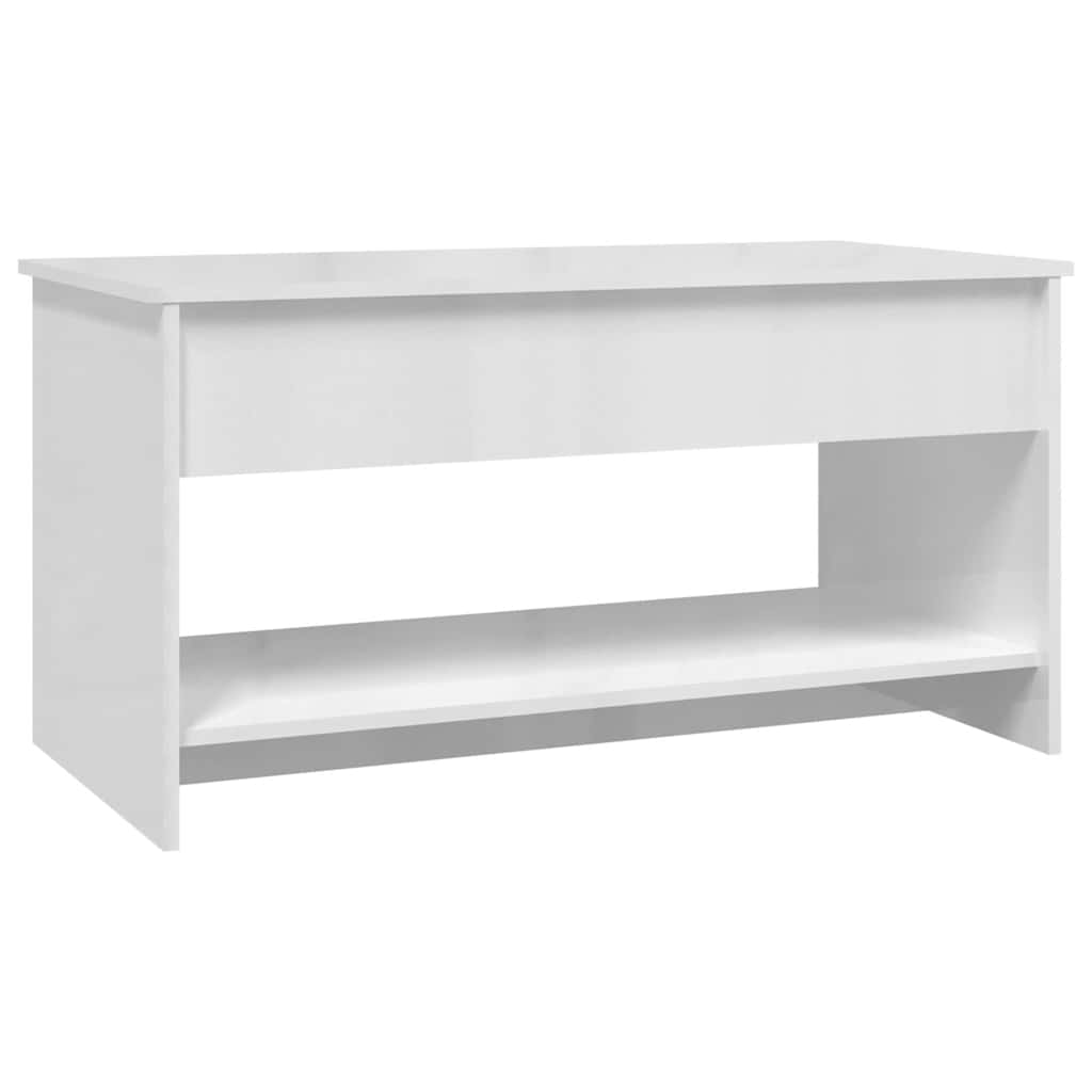 Coffee Table High Gloss White 102x50x52,5 cm Engineered Wood