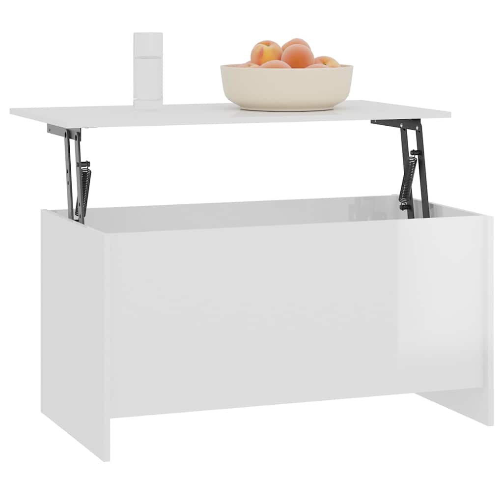 Coffee Table High Gloss White 102x55,5x52,5 cm Engineered Wood