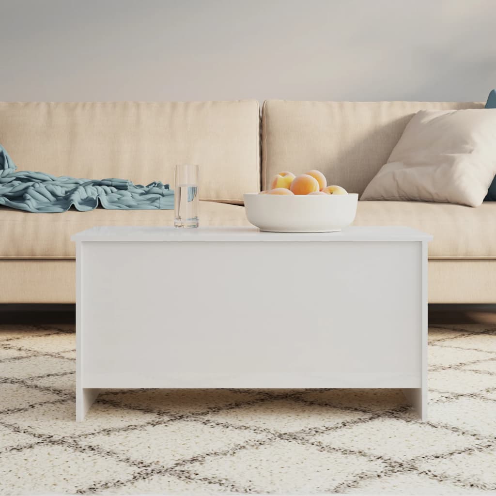 Coffee Table High Gloss White 102x55,5x52,5 cm Engineered Wood