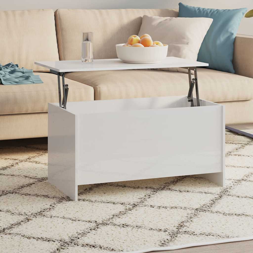Coffee Table High Gloss White 102x55,5x52,5 cm Engineered Wood