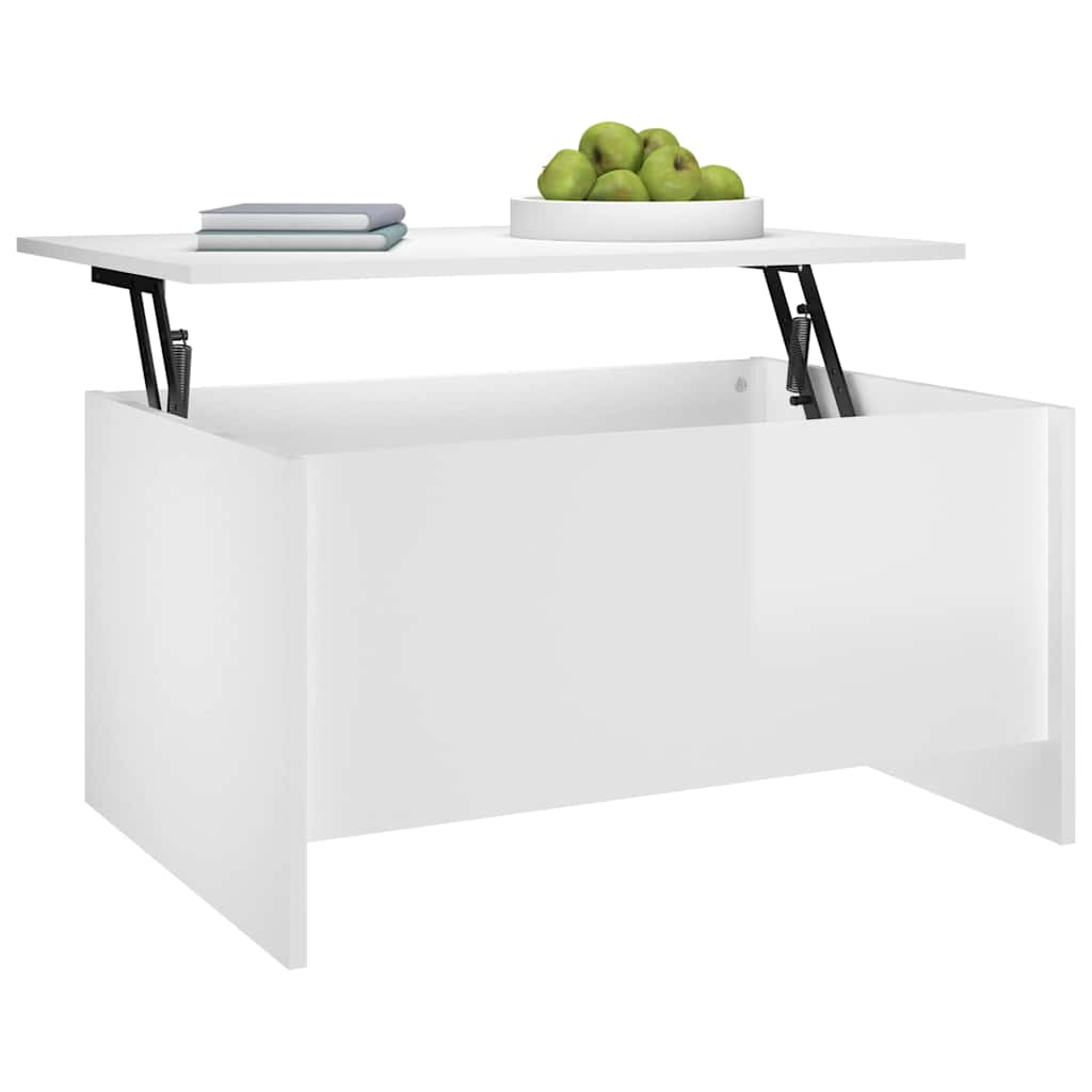 Coffee Table High Gloss White 80x55,5x41,5 cm Engineered Wood
