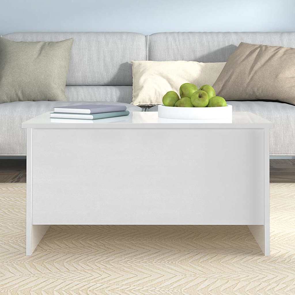 Coffee Table High Gloss White 80x55,5x41,5 cm Engineered Wood