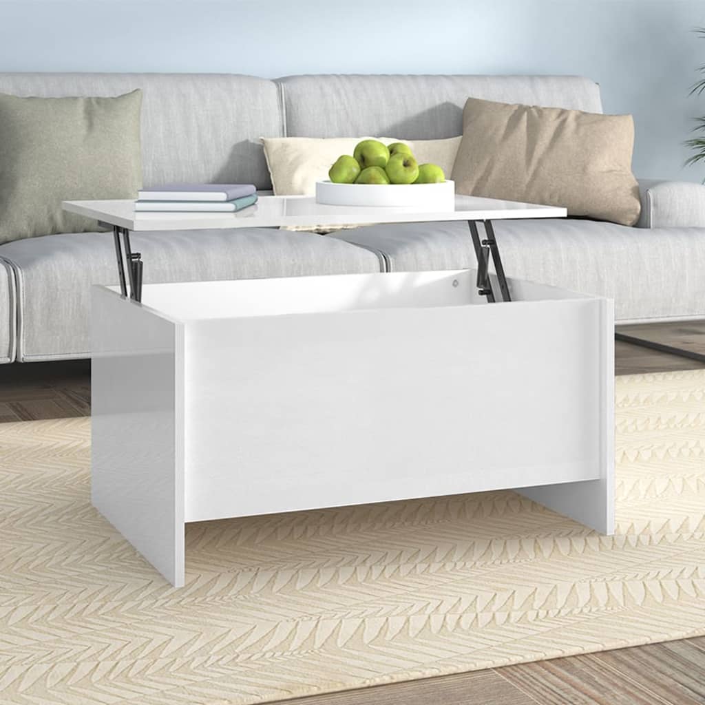 Coffee Table High Gloss White 80x55,5x41,5 cm Engineered Wood