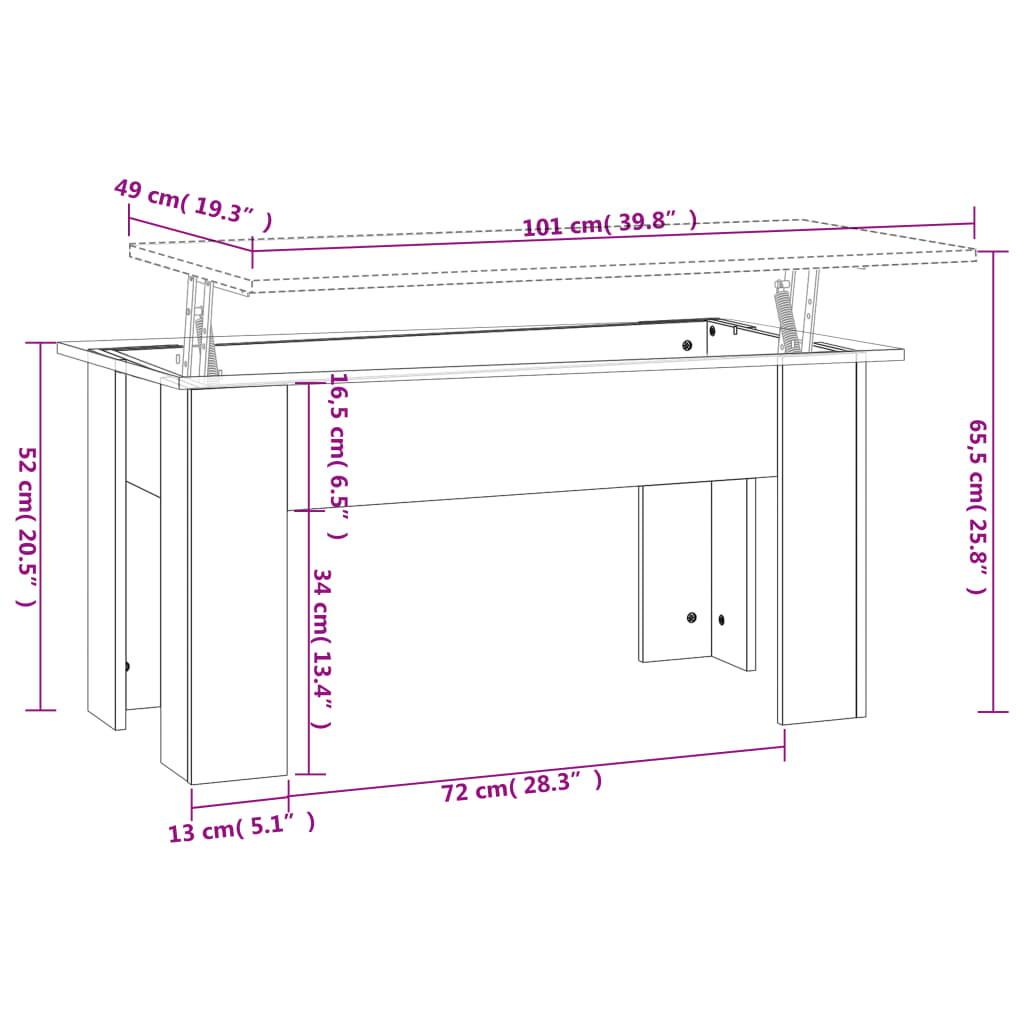 Coffee Table Concrete Grey 101x49x52 cm Engineered Wood