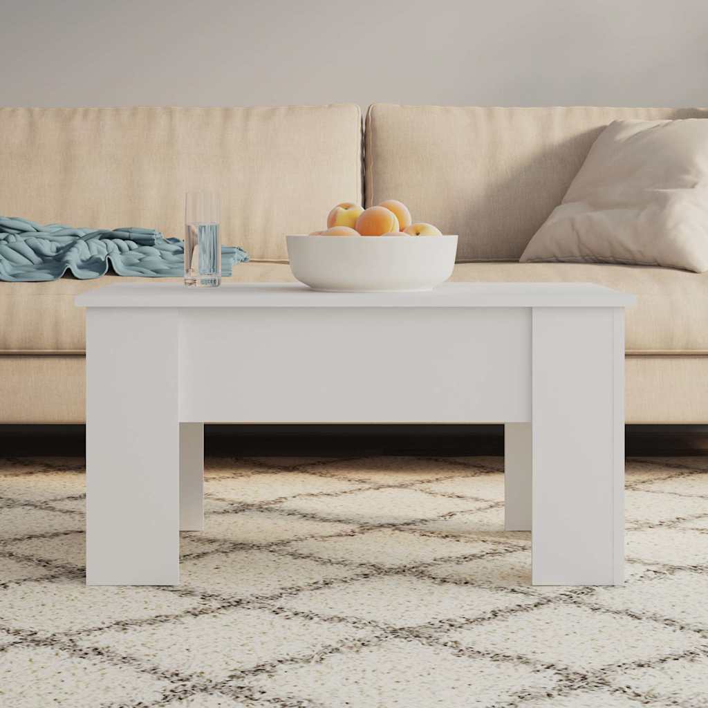 809692 vidaXL Coffee Table White 79x49x41 cm Engineered Wood