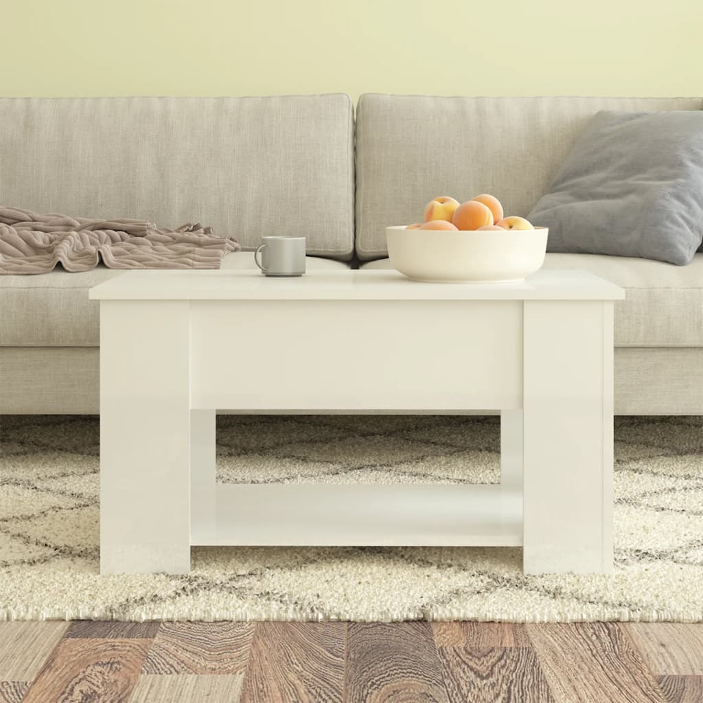 vidaXL Coffee Table High Gloss White 79x49x41 cm Engineered Wood