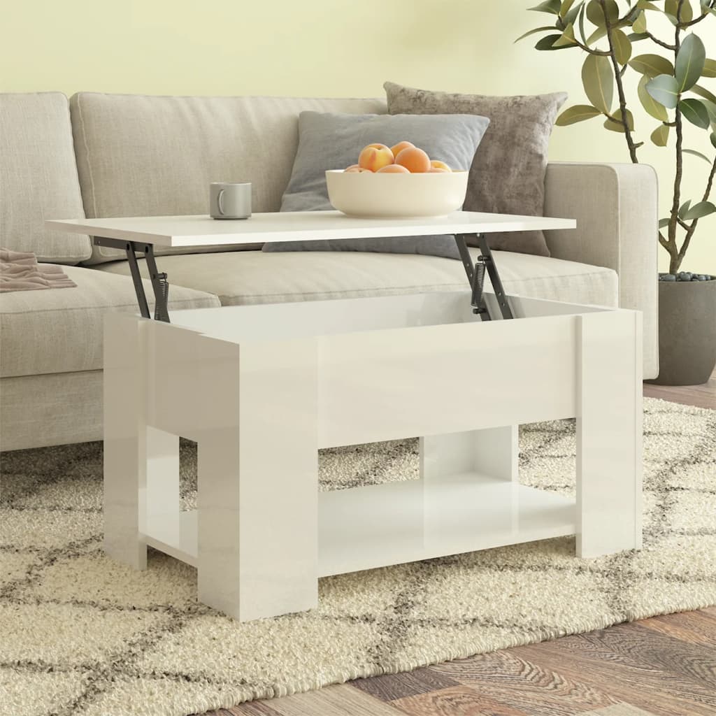 vidaXL Coffee Table High Gloss White 79x49x41 cm Engineered Wood