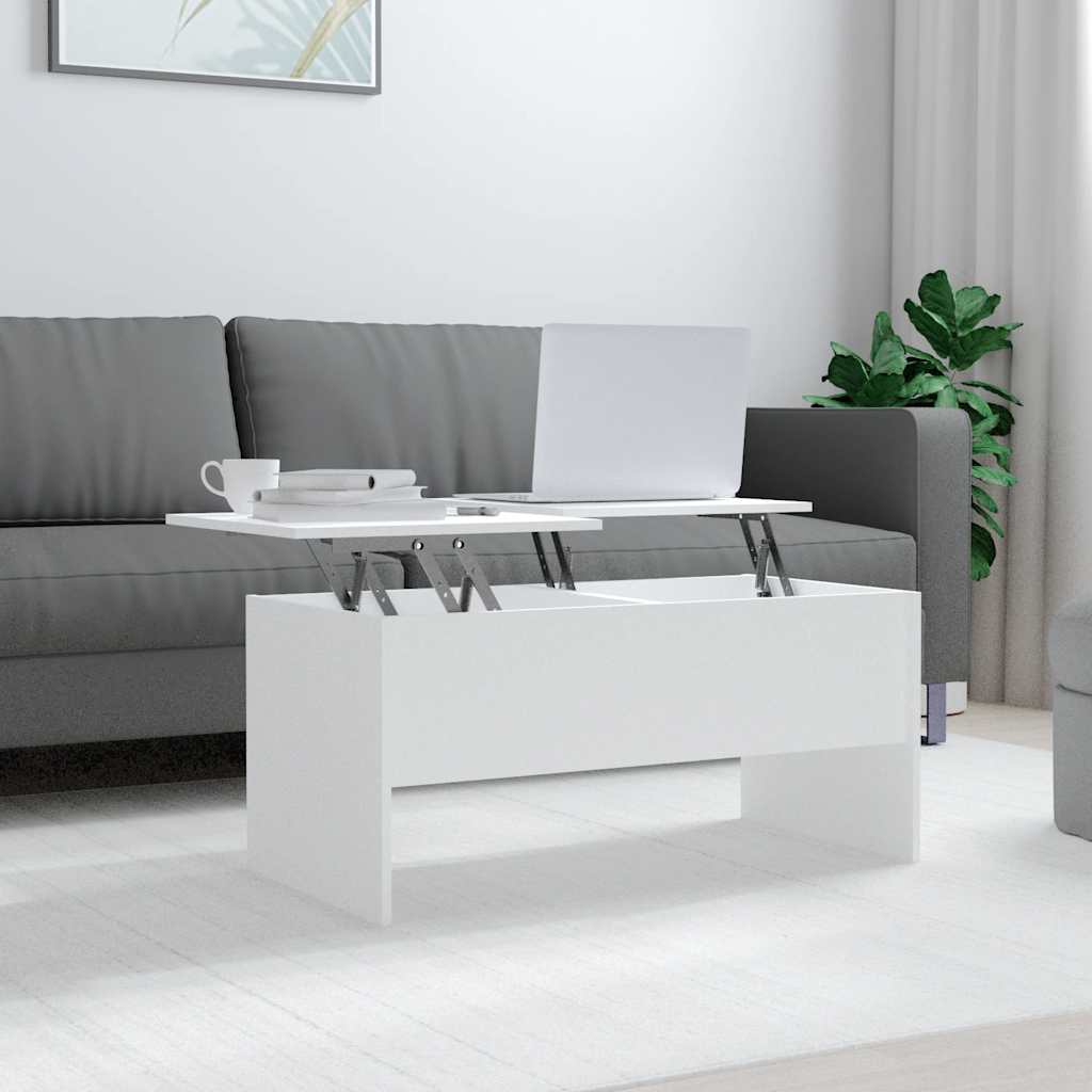 809719 vidaXL Coffee Table White 102x50,5x46,5 cm Engineered Wood