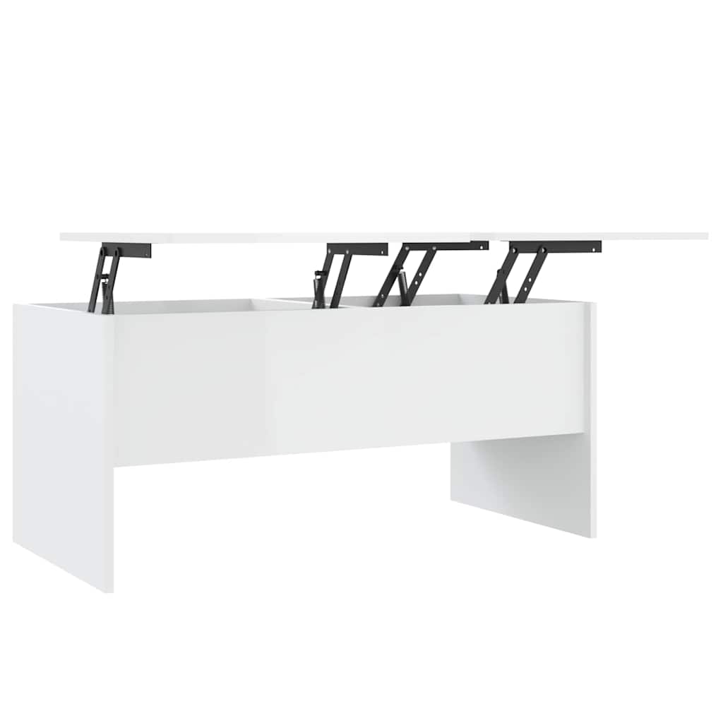 Coffee Table High Gloss White 102x50,5x46,5 cm Engineered Wood