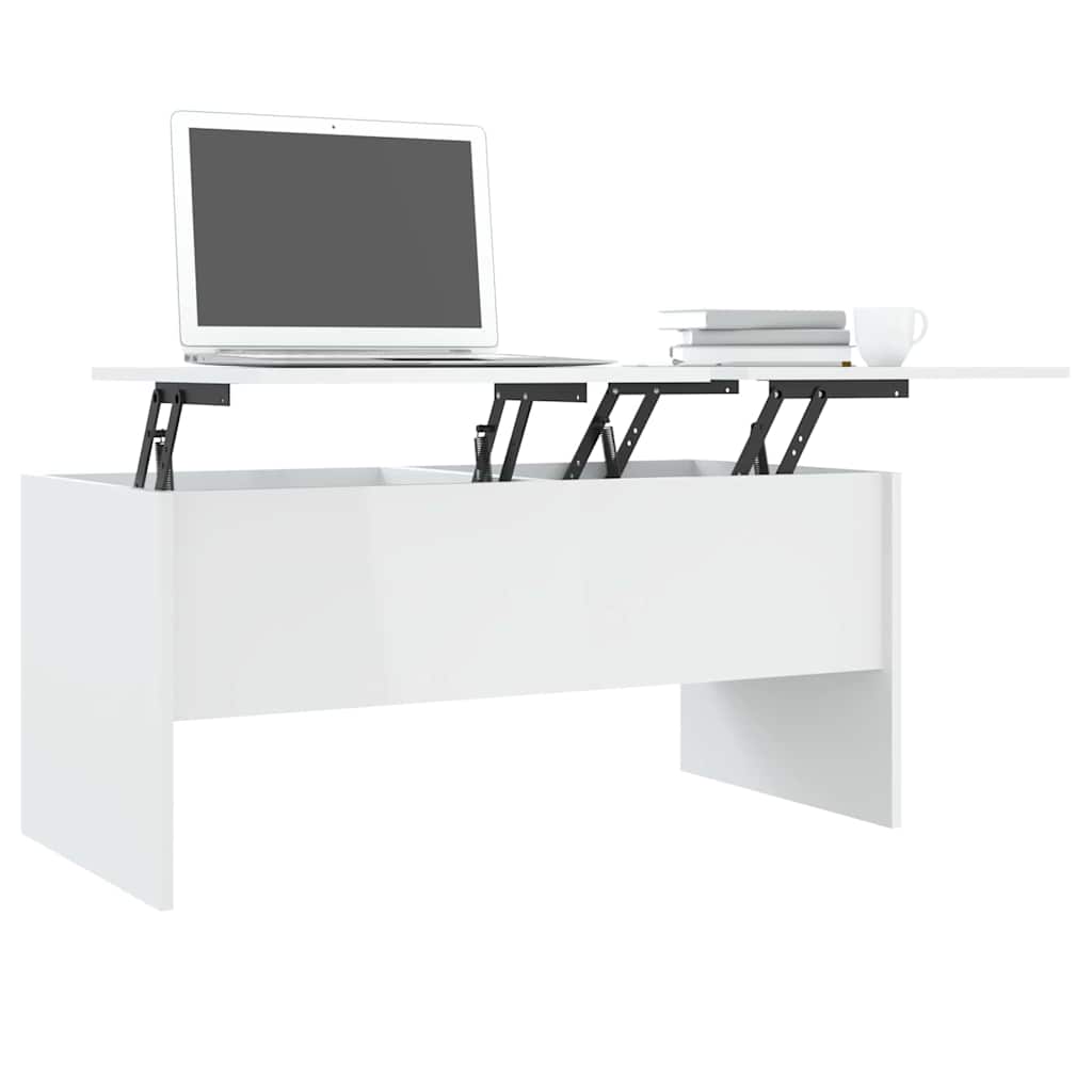 Coffee Table High Gloss White 102x50,5x46,5 cm Engineered Wood