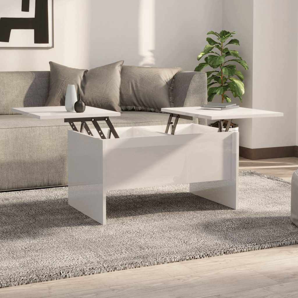 Coffee Table High Gloss White 80x50x42,5 cm Engineered Wood