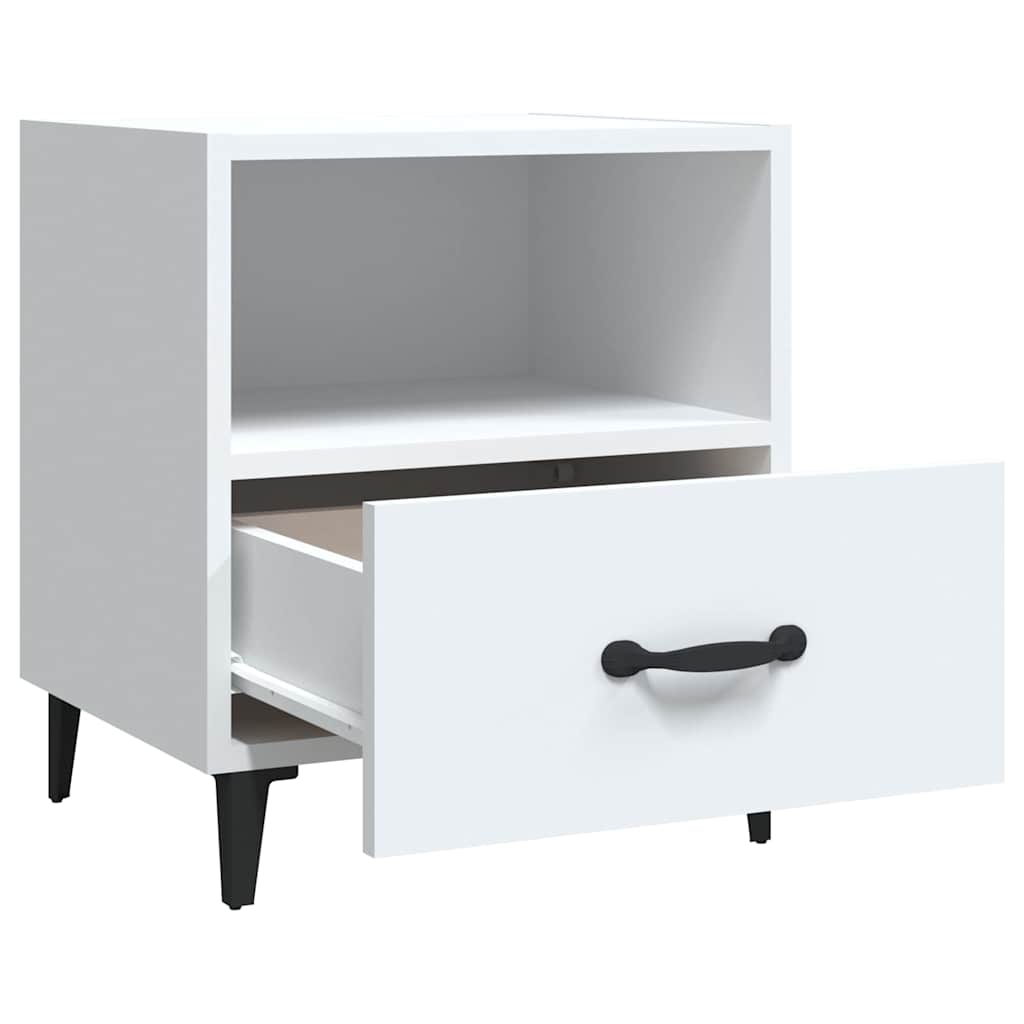 Bedside Cabinet White Engineered Wood
