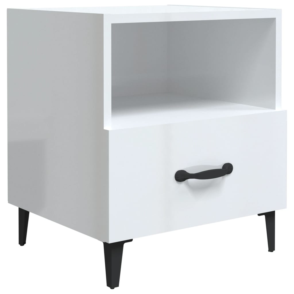 vidaXL Bedside Cabinet High Gloss White Engineered Wood