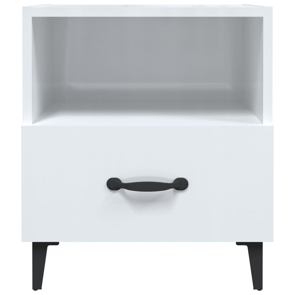 vidaXL Bedside Cabinet High Gloss White Engineered Wood